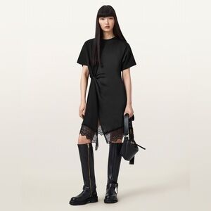 All Saints Lana black lace dress 8
